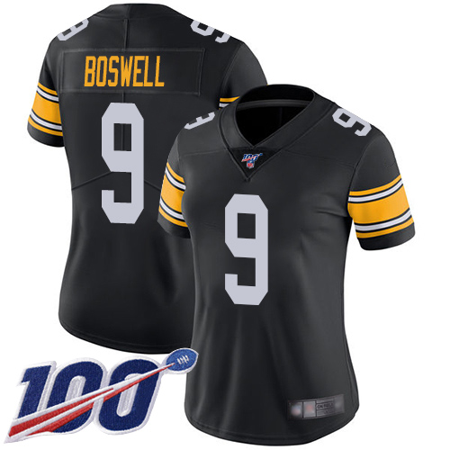 Women Pittsburgh Steelers Football #9 Limited Black Chris Boswell Alternate 100th Season Vapor Untouchable Nike NFL Jersey